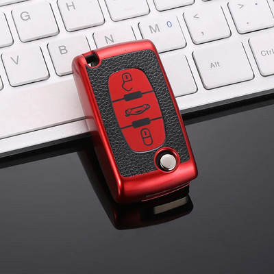 TPU ādas 2/3 pogu automašīnas tālvadības atslēgu korpusa vāciņš priekš Citroen C2 C3 C4 C5 C6 C8 priekš Peugeot 107 207 307 307S 308 407 607