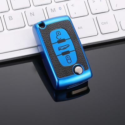 TPU ādas 2/3 pogu automašīnas tālvadības atslēgu korpusa vāciņš priekš Citroen C2 C3 C4 C5 C6 C8 priekš Peugeot 107 207 307 307S 308 407 607
