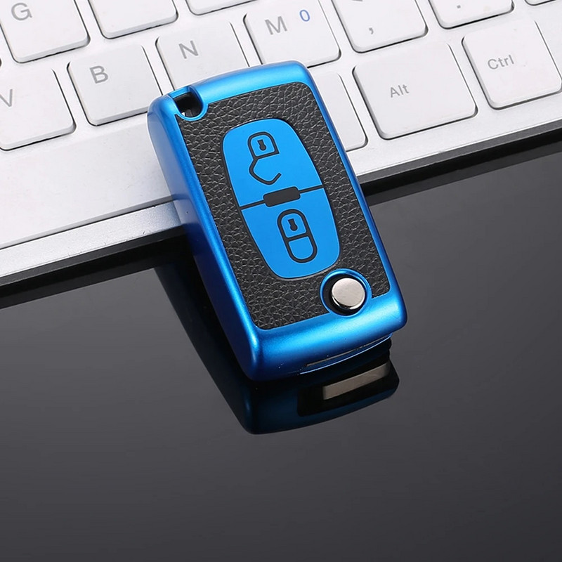 Piele TPU 2/3 butoane Husă pentru chei pentru telecomandă auto pentru Citroen C2 C3 C4 C5 C6 C8 pentru Peugeot 107 207 307 307S 308 407 607