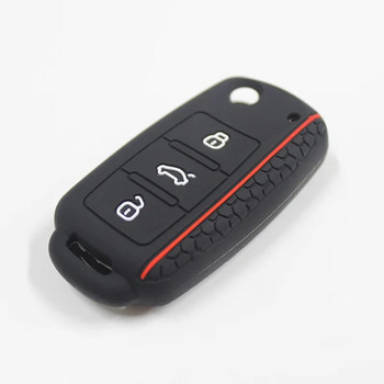 Калъф за автомобилен ключ за VW Golf Jetta POLO за Skoda Yeti Superb Rapid Octavia за SEAT Leon Ibiza Силиконов калъф за ключ с 3 бутона