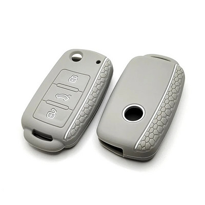 Automašīnas atslēgas maciņš VW Golf Jetta POLO priekš Skoda Yeti Superb Rapid Octavia priekš SEAT Leon Ibiza 3 pogu silikona atslēgas futrālis