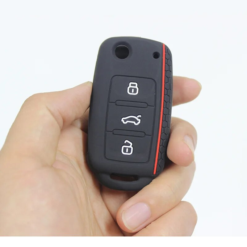 Husă pentru chei de mașină pentru VW Golf Jetta POLO pentru Skoda Yeti Superb Rapid Octavia pentru SEAT Leon Ibiza Husă pentru chei din silicon cu 3 butoane