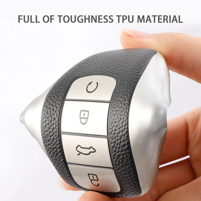 Husă pentru chei de mașină din TPU + 4 butoane din piele pentru Chery Tiggo 8 PLUS 8 Pro 7 Pro Arrizo 5 PLUS 2021 Suport auto Geanta Accesorii de stil