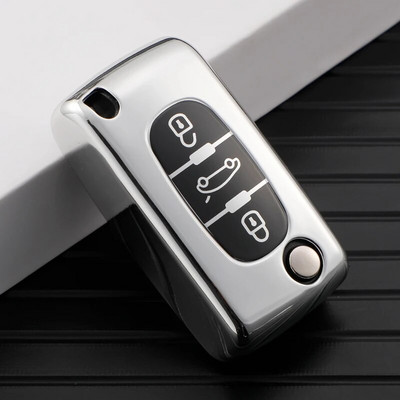 Peugeot 107 207 307 308 407 607 206 4007 3008 5008 Citroen C2 C3 C4 C5 C6 C8 2/3 pogas TPU automašīnas tālvadības atslēgas korpusa vāciņš