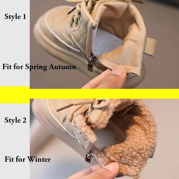 2023 Модни карирани есенни обувки за момиченца Ботуши за момчета Гъвкаво дебело дъно Детски ботуши за сняг Нови детски зимни обувки G06253