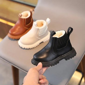 Nou 2024 Toamna Iarna Bebeluși Copii Cizme scurte Fete Băieți Călduțe Pantofi Piele Copii Cizme Moda Pluș Toddler Cizme de zăpadă Copii