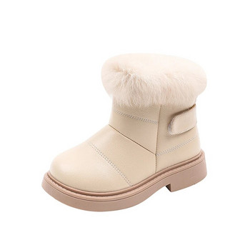 2023 Нови едноцветни ежедневни ботуши за момичета в британски стил Плюшени зимни меки бебешки момчета Къси ботуши Детски обувки Детски дропшиппинг