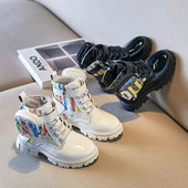 Stiilsed laste lakknahast poolsaapad 1-12-aastastele väikelastele tüdrukutele poistele sügistalvised moesaapad botas infantiil valge must