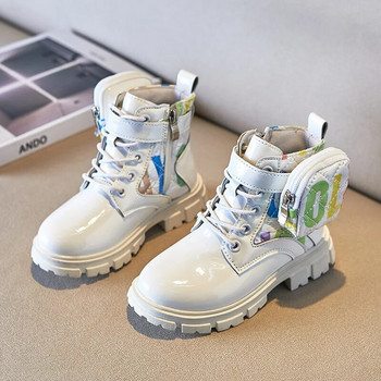 Κομψά παιδικά λουστρίνια μποτάκια αστραγάλου για νήπια 1-12 ετών για αγόρια Φθινοπωρινές μπότες μόδας χειμώνα botas Infantil Λευκό Μαύρο