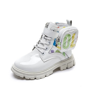 Κομψά παιδικά λουστρίνια μποτάκια αστραγάλου για νήπια 1-12 ετών για αγόρια Φθινοπωρινές μπότες μόδας χειμώνα botas Infantil Λευκό Μαύρο
