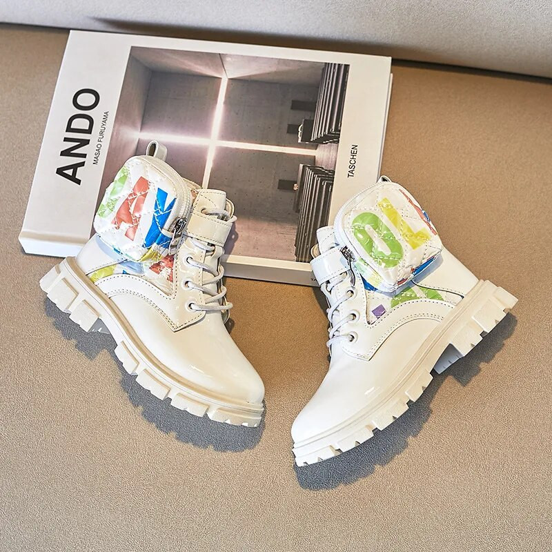 Stiilsed laste lakknahast poolsaapad 1-12-aastastele väikelastele tüdrukutele poistele sügistalvised moesaapad botas infantiil valge must