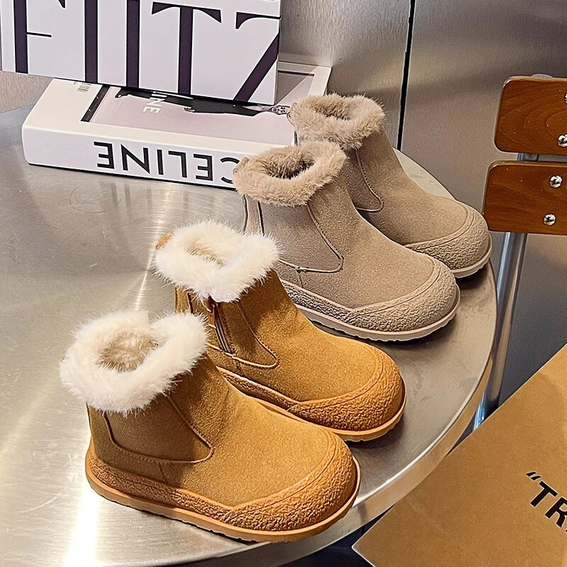 Laste soojad saapad sügis/talv uus mood Keskmise suurusega poistele Tüdrukute pehmed soojad puuvillased saapad Lumesaapad