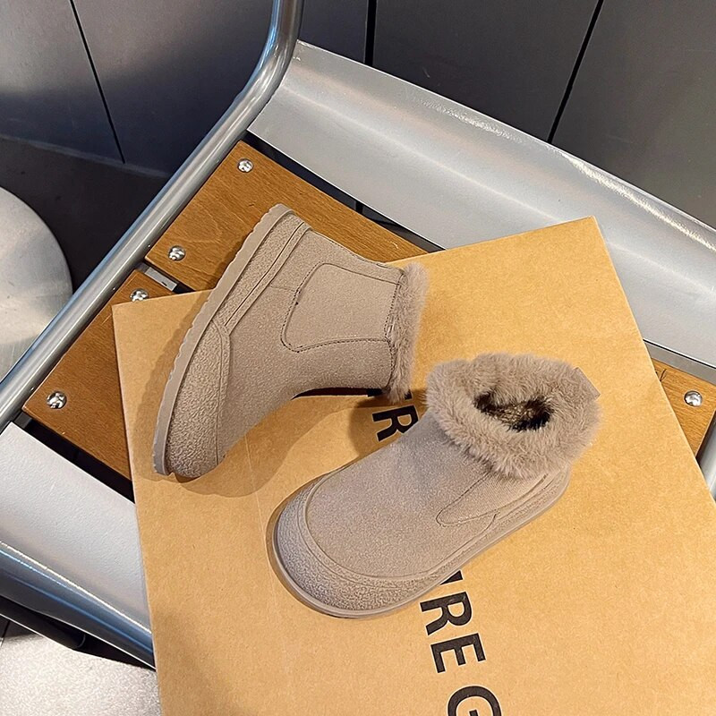 Laste soojad saapad sügis/talv uus mood Keskmise suurusega poistele Tüdrukute pehmed soojad puuvillased saapad Lumesaapad