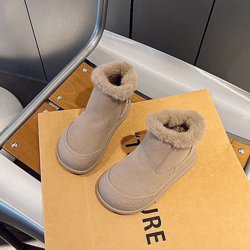 Laste soojad saapad sügis/talv uus mood Keskmise suurusega poistele Tüdrukute pehmed soojad puuvillased saapad Lumesaapad