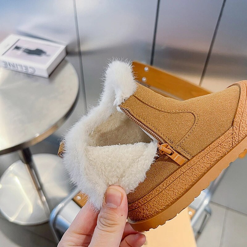 Laste soojad saapad sügis/talv uus mood Keskmise suurusega poistele Tüdrukute pehmed soojad puuvillased saapad Lumesaapad