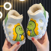 Αγόρια Snow Boots Cartoon Dinosaur Patch Παιδική Μόδα Χειμώνας Ζεστά παιδιά Casual Βρεφικά κοριτσάκια Κοντές μπότες αντιολισθητικές PU Slip-on Cute