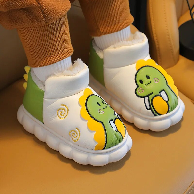 Poistele Lumesaapad Multifilmid Dinosauruste plaastrid Lapsed Mood Talvine Soe Lapsed Vabaaja beebid Tüdrukud Lühikesed saapad Libisemiskindlad PU libisevad armsad