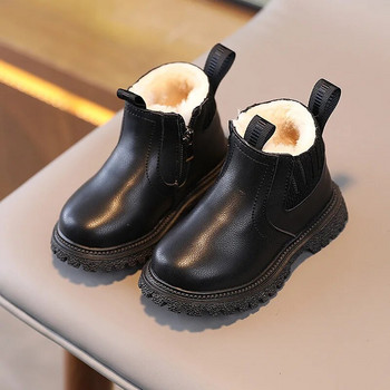 Παιδικές ζεστές μπότες Winter New Boys Plus παχιά βελούδινα βαμβακερά παπούτσια Κοριτσίστικα αδιάβροχα κοντά μποτάκια με φερμουάρ για μωρά από βαμβακερά μποτάκια