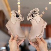 Vaikiški batai Batai mergaitėms Mieli prisegami trumpi batai PU odos pliušiniai šilti žieminiai sniego batai mažiems mergaitėms batai vaikiški batai