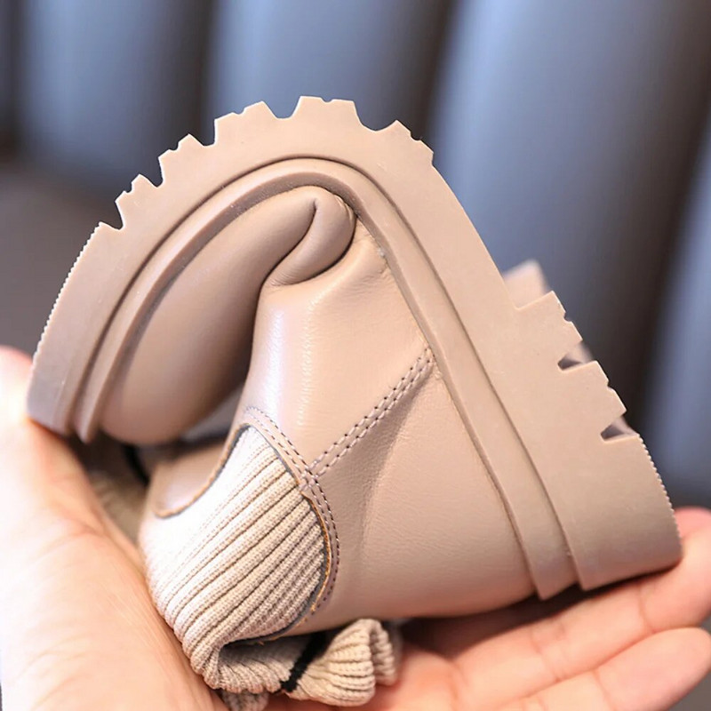 Vaikiški batai Batai mergaitėms Mieli prisegami trumpi batai PU odos pliušiniai šilti žieminiai sniego batai mažiems mergaitėms batai vaikiški batai