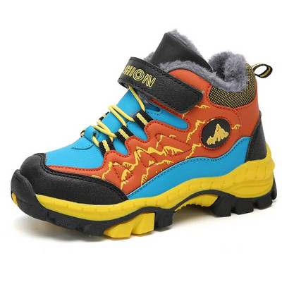 Pantofi de drumeție pentru copii, impermeabili, anti-alunecare, pantofi de zăpadă pentru băieți, pantofi de iarnă, calduri, plus blană, în aer liber, pantofi sport pentru alergare pentru copii.