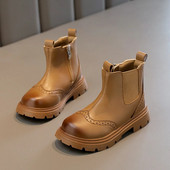 2023 m. rudens ir žiemos nauji mergaičių „Chelsea“ batai Britų stiliaus trumpi batai studentams, neslystantys medvilniniai, šilti vaikiški batai berniukams, paprasti