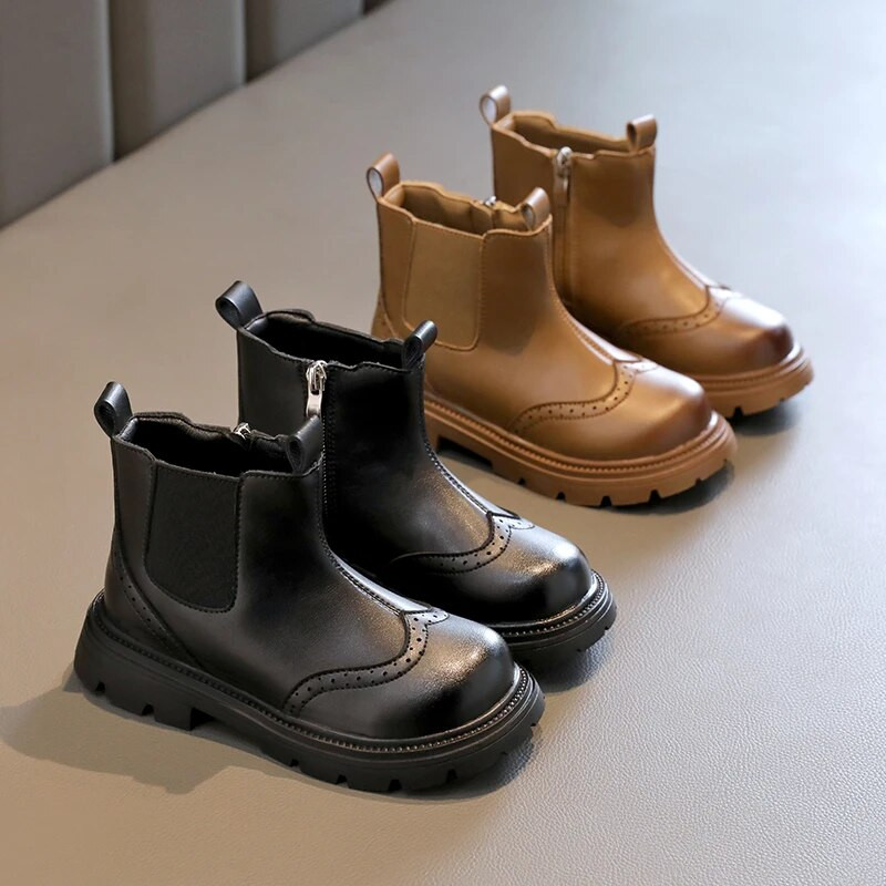2023 m. rudens ir žiemos nauji mergaičių „Chelsea“ batai Britų stiliaus trumpi batai studentams, neslystantys medvilniniai, šilti vaikiški batai berniukams, paprasti