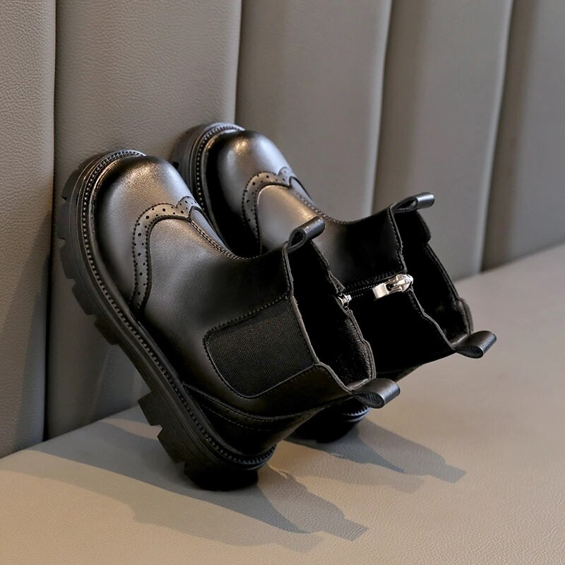 2023 m. rudens ir žiemos nauji mergaičių „Chelsea“ batai Britų stiliaus trumpi batai studentams, neslystantys medvilniniai, šilti vaikiški batai berniukams, paprasti