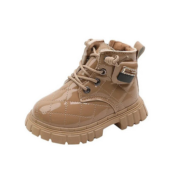 2023 Νέες μπότες για κορίτσια Παιδικά κοντές μπότες για την άνοιξη και το φθινόπωρο Baby Soft Glossy 2023 Kids Boys Britain PU Δερμάτινες μπότες Rhinestones
