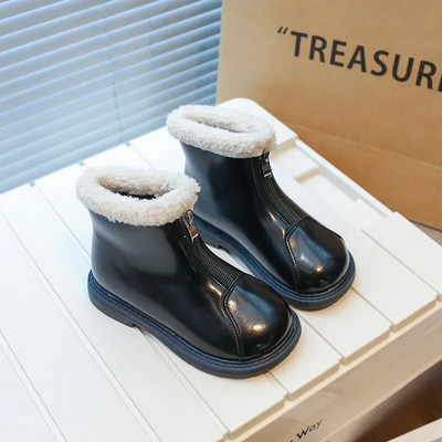 Nove pamučne čizme za djevojčice iz 2023., modne dječje kožne čizme s prednjim zatvaračem, proljeće i jesen, ležerne kratke čizme za dječake, dječje čizme od PU