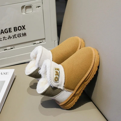 Vaikiški sniego batai 2023 m. korėjietiško stiliaus žieminiai nauji storos medvilnės šiltos medvilnės berniukų ir mergaičių trumpi batai, spalvos derančios universalios