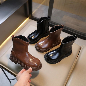 2023 Άνοιξη Φθινόπωρο Νέες κοντές μπότες για κορίτσια Μπότες μόδας παιδικά παπούτσια Βρετανικές μπότες Παιδικές δερμάτινες μπότες για αγόρια Μαλακή σόλα PU