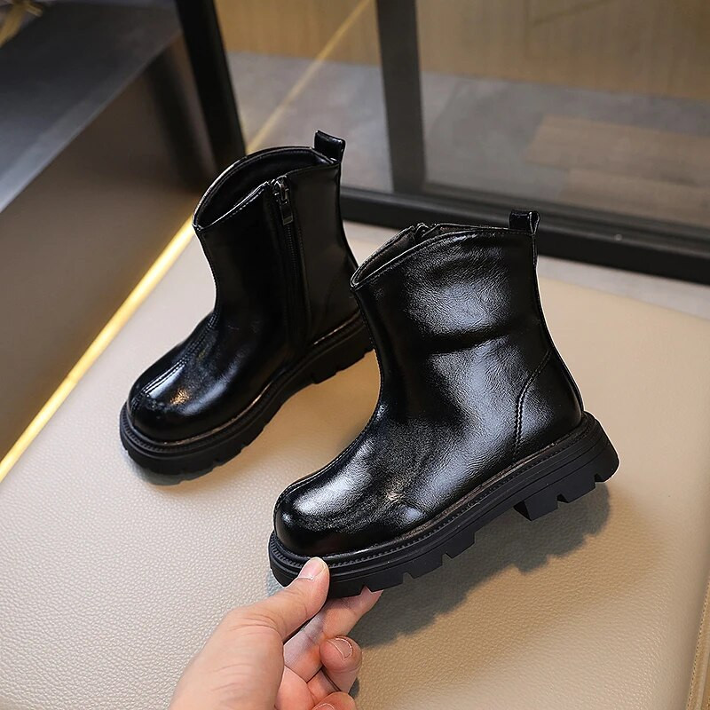 2023 Άνοιξη Φθινόπωρο Νέες κοντές μπότες για κορίτσια Μπότες μόδας παιδικά παπούτσια Βρετανικές μπότες Παιδικές δερμάτινες μπότες για αγόρια Μαλακή σόλα PU