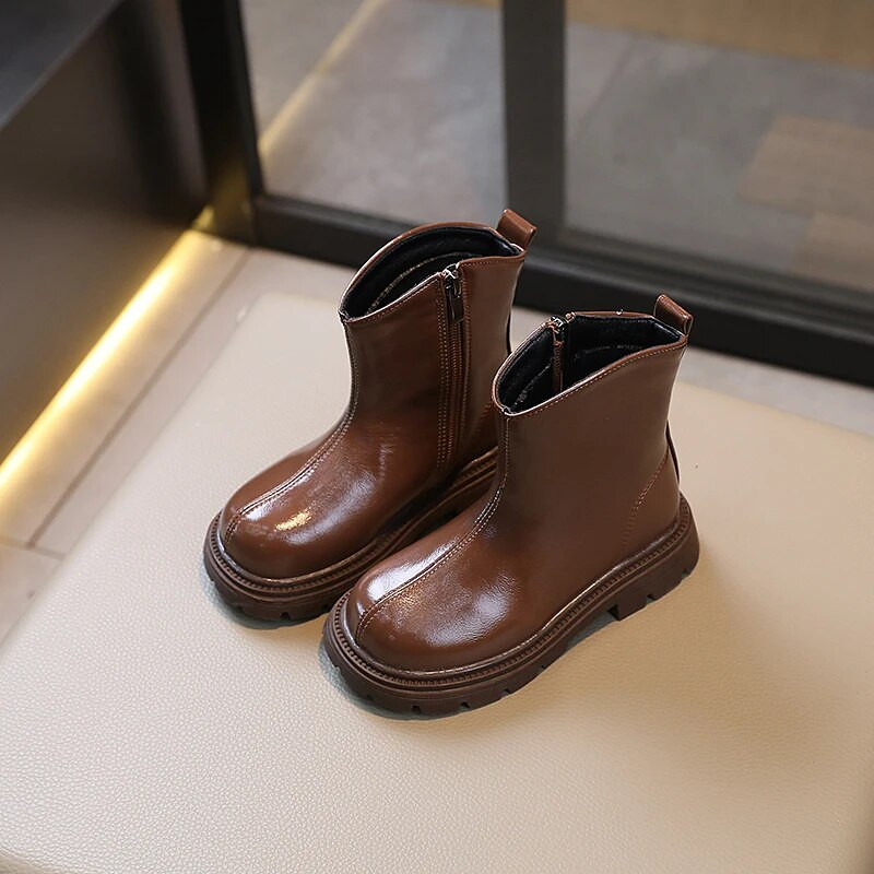2023 Άνοιξη Φθινόπωρο Νέες κοντές μπότες για κορίτσια Μπότες μόδας παιδικά παπούτσια Βρετανικές μπότες Παιδικές δερμάτινες μπότες για αγόρια Μαλακή σόλα PU