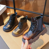 2023 m. vaikiški batai mergaitėms, madingi mažyliams, berniukams, odiniai batai, žieminiai, šilti, apvalūs vaikiški lauke, šilti medvilniniai batai