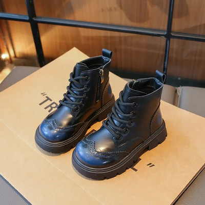 2023 m. vaikiški batai mergaitėms, madingi mažyliams, berniukams, odiniai batai, žieminiai, šilti, apvalūs vaikiški lauke, šilti medvilniniai batai