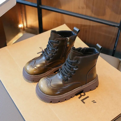 2023 m. vaikiški batai mergaitėms, madingi mažyliams, berniukams, odiniai batai, žieminiai, šilti, apvalūs vaikiški lauke, šilti medvilniniai batai