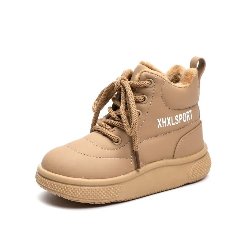 Tüdrukute saapad Pehme tallaga puuvillased kingad 2023. aasta sügis ja talv uued laste moekesed lühikesed saapad Pehmed laste nahast saapad poistele