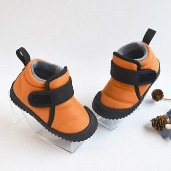 Зимни детски нови кадифени памучни обувки бебешки ежедневни топли памучни ботуши с мека подметка за момчета и момичета модни къси ботуши за сняг