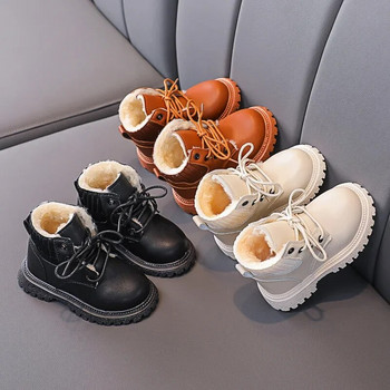 Уютна плюшена подплата Детски ботуши за сняг Противоплъзгащо меко дъно с хващащ материал Бебешки зимни обувки за прохождащи момчета и момичета E08061