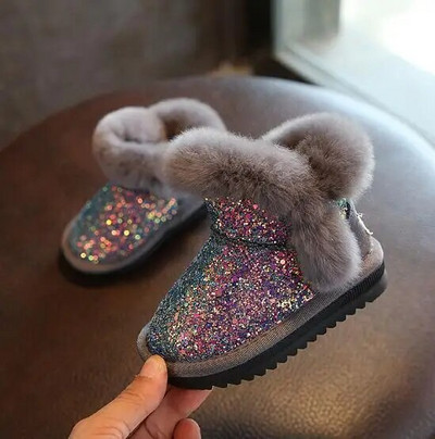 2023 Winter Kids Fashion μπότες χιονιού χοντρές Παιδικές  ζεστές βελούδινες κοριτσίστικες μπότες χειμερινές μπότες σκι για μωρά
