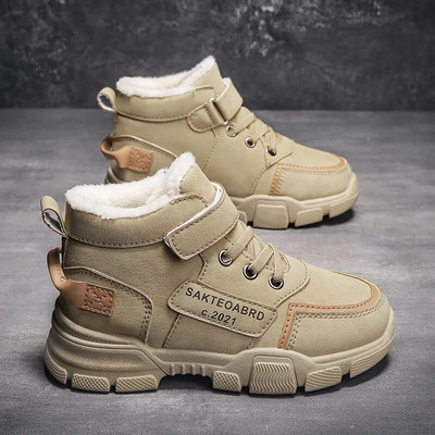 Χειμερινές Παιδικές Μπότες Boys Plus Cashmere Thicken Ζεστές μπότες για χιόνι για κορίτσια Αντιολισθητικές μπότες εξωτερικού χώρου Martin Φοιτητικά παπούτσια Παπούτσια πεζοπορίας