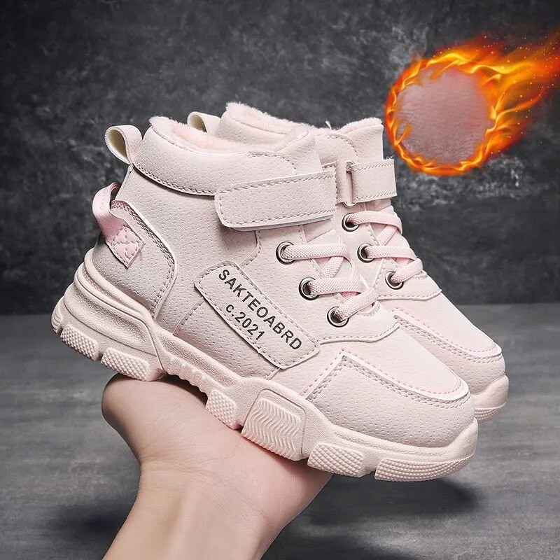 Χειμερινές Παιδικές Μπότες Boys Plus Cashmere Thicken Ζεστές μπότες για χιόνι για κορίτσια Αντιολισθητικές μπότες εξωτερικού χώρου Martin Φοιτητικά παπούτσια Παπούτσια πεζοπορίας