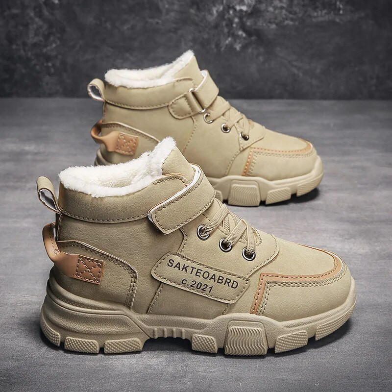 Χειμερινές Παιδικές Μπότες Boys Plus Cashmere Thicken Ζεστές μπότες για χιόνι για κορίτσια Αντιολισθητικές μπότες εξωτερικού χώρου Martin Φοιτητικά παπούτσια Παπούτσια πεζοπορίας