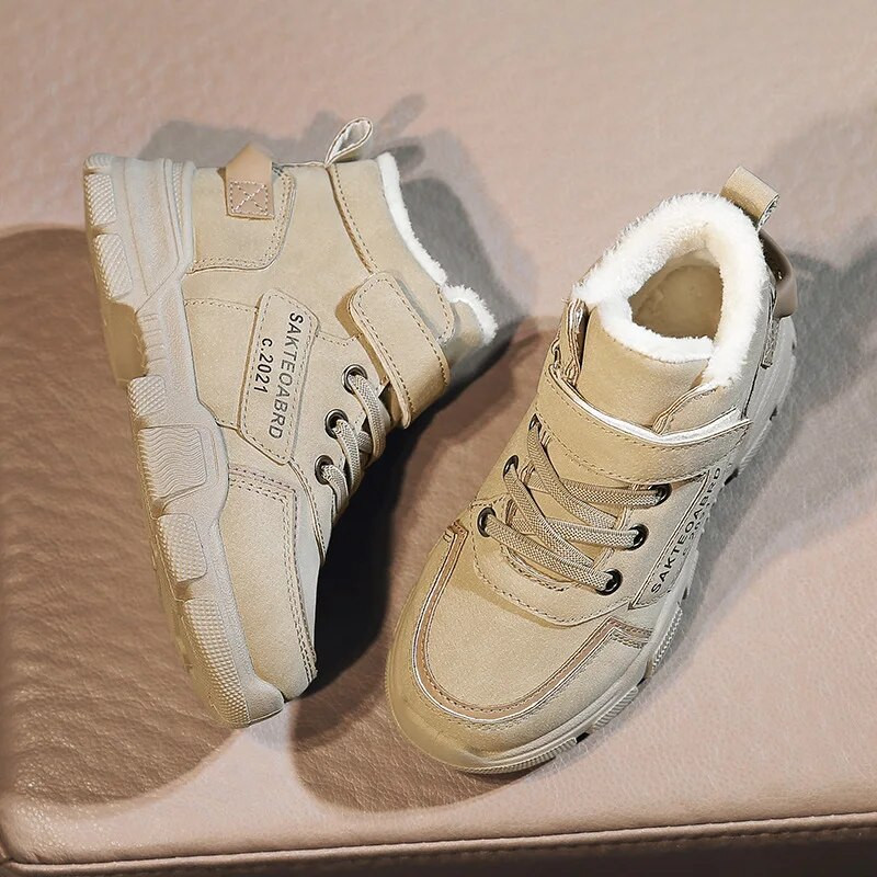 Χειμερινές Παιδικές Μπότες Boys Plus Cashmere Thicken Ζεστές μπότες για χιόνι για κορίτσια Αντιολισθητικές μπότες εξωτερικού χώρου Martin Φοιτητικά παπούτσια Παπούτσια πεζοπορίας