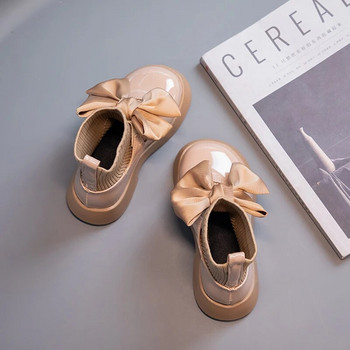 Κοριτσίστικες μπότες κάλτσες Παιδικές μπότες για τον αστράγαλο Αντιολισθητικό φιόγκο μόδας Κομψό γυαλιστερό βρετανικό ομοιόμορφο σχολικό παπούτσια Casual κάλτσες Μπότες Princess
