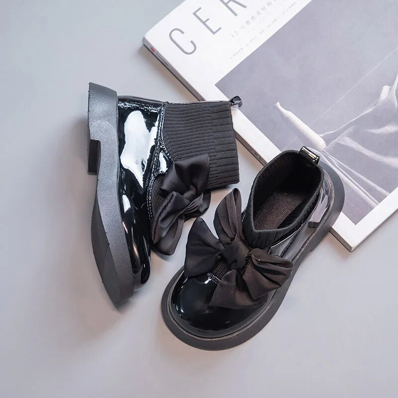 Mergaičių kojinės Batai Vaikiški Kulkšnies batai Neslystantys madingi lankai Elegantiški Blizgūs UK Uniforma Vaikiški Mokykliniai Batai Laisvalaikio kojinės Batai Princesė