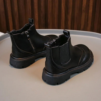 2023 Νέες μπότες για κορίτσια Ευέλικτα μαλακά αναπνέοντα Απλή αντιολισθητική μόδα Παιδικές δερμάτινες μπότες Μαύρες καφέ Παιδικές μπότες Chelsea PU