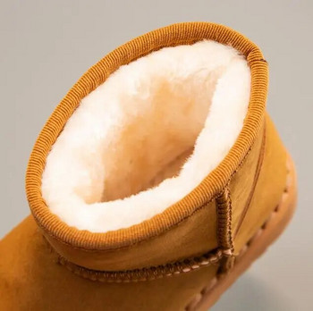 Зимни нови дебели топли памучни обувки за момчета и момичета, кожени боси детски ботуши за сняг, топли плюс кадифени плюшени ботуши, топли обувки за сняг