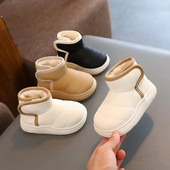 2024 Cizme de zăpadă calde de iarnă Cizme de pluș din piele pentru copii Băieți Fete Pantofi din bumbac cu talpă moale Moda pentru bebeluși Pantofi pentru copii mici